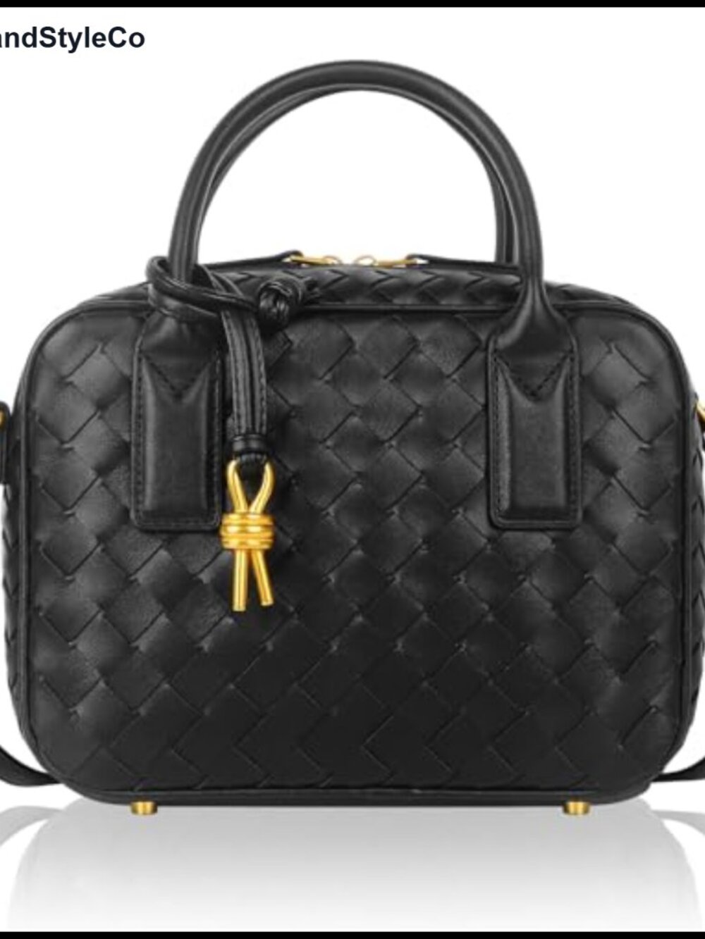 Woven PU Leather Top Handle Crossbody Satchel Purse with Detachable Strap